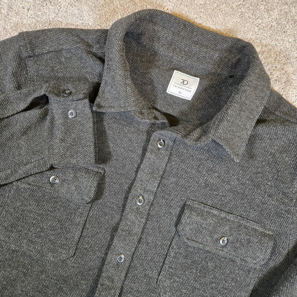 7 Diamonds Generation Flannel Mens XL Black Blend Button Down Shirt Jacket